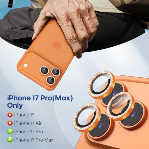 iPhone 17 Pro/17 Pro Max Titánové tvrdené diamantové ochranné sklo na kameru (3 šošovky) - 3