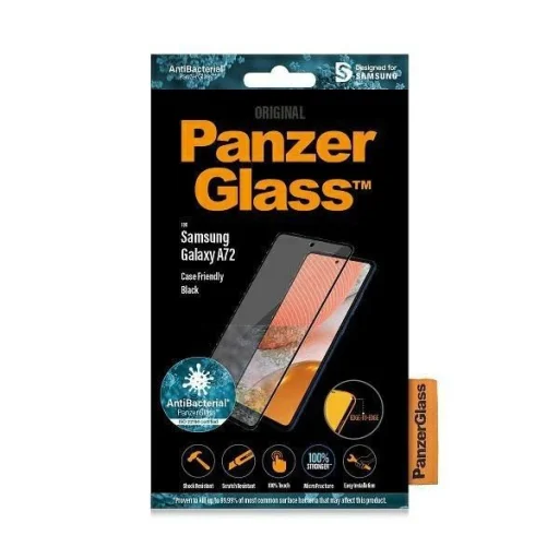 PanzerGlass E2E Microfracture antibakteriális üvegfólia Samsung Galaxy A72-hoz - fekete kerettel üvegfólia - 4