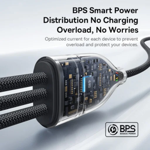 USB-C to 3 x USB-C Kábel Baseus Flash Series III 3in1, 100W, 5A, 1.5m, Fekete P10377503111-00 - 4