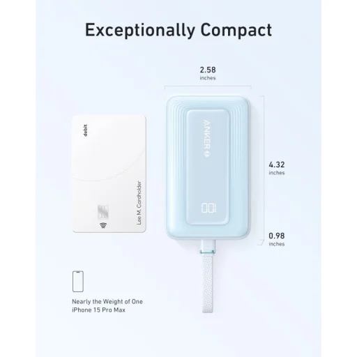 Anker Zolo Powerbank, 10000mAh, 30W, QC + PD, Kék A1688031 - 4