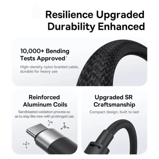 USB-A - Lightning / microUSB / USB-C kábel Baseus StarSpeed, 100W, 5A, 1,5m, Fehér P10319900211-00 - 5