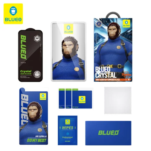 Blueo - Kristály Karcálló Üveg - iPhone 15 / iPhone 16 - Fekete üvegfólia - 7