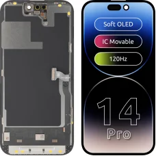 LCD Kijelző Modul MP Apple iPhone 14 Pro-hoz, Soft OLED FHD 120Hz IC Áthelyezhető Verzió, Utángyártott, Fekete