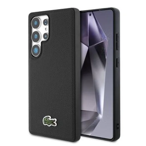  Samsung Galaxy S25 Ultra Fekete Lacoste Iconic Petit Pique Szőtt Logós MagSafe tok - 1