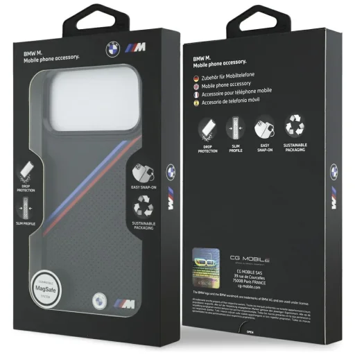iPhone 17 Pro Max BMW M Tricolor Metal Logo MagSafe fekete tok - 8