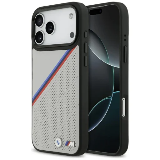 iPhone 17 Pro Max BMW M Tricolor Metal Logo MagSafe szürke tok, - 1