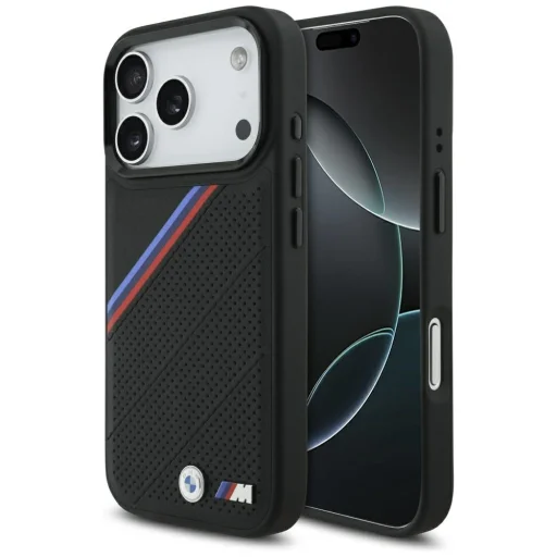 iPhone 17 Pro BMW M Tricolor Metal Logo MagSafe tok fekete - 1