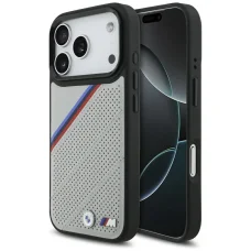 iPhone 17 Pro BMW M Tricolor Metal Logo MagSafe tok szürke