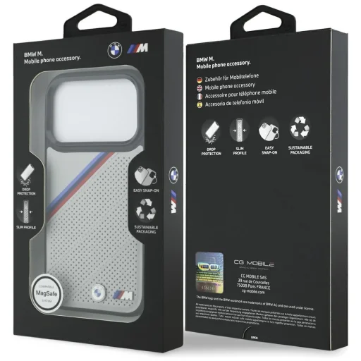iPhone 17 Pro BMW M Tricolor Metal Logo MagSafe tok szürke - 8
