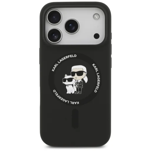 iPhone 17 Pro Max Karl Lagerfeld Silicone Karl&Choupette Ring MagSafe tok fekete - 3
