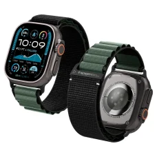 Apple Watch 6 / 7 / 8 / 9 / 10 / 11 / SE / Ultra 1 / 2 (44 / 45 / 46 / 49 mm) Spigen Wbf1 szíj, fekete/zöld