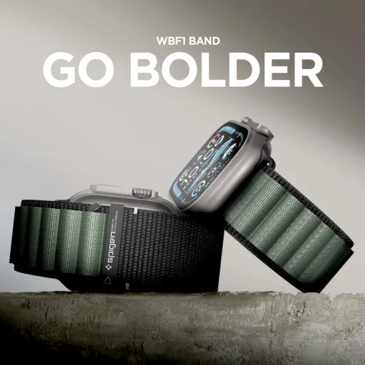 Apple Watch 6 / 7 / 8 / 9 / 10 / 11 / SE / Ultra 1 / 2 (44 / 45 / 46 / 49 mm) Spigen Wbf1 szíj, fekete/zöld - 11