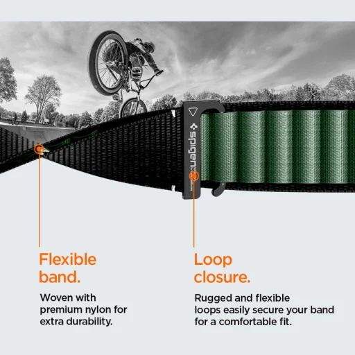 Apple Watch 6 / 7 / 8 / 9 / 10 / 11 / SE / Ultra 1 / 2 (44 / 45 / 46 / 49 mm) Spigen Wbf1 szíj, fekete/zöld - 15