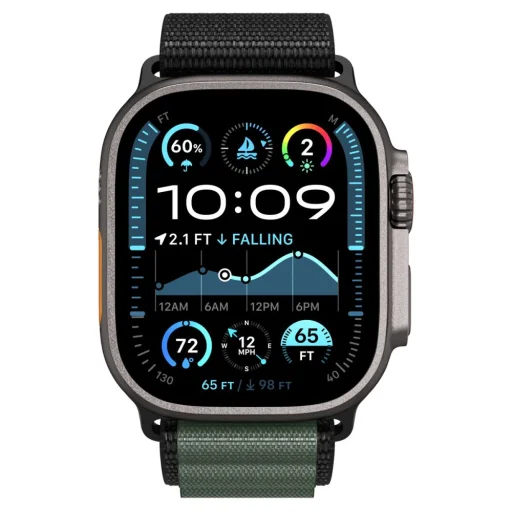 Apple Watch 6 / 7 / 8 / 9 / 10 / 11 / SE / Ultra 1 / 2 (44 / 45 / 46 / 49 mm) Spigen Wbf1 szíj, fekete/zöld - 4