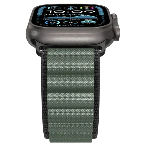 Apple Watch 6 / 7 / 8 / 9 / 10 / 11 / SE / Ultra 1 / 2 (44 / 45 / 46 / 49 mm) Spigen Wbf1 szíj, fekete/zöld - 7
