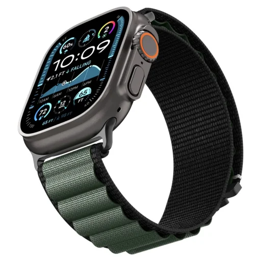 Apple Watch 6 / 7 / 8 / 9 / 10 / 11 / SE / Ultra 1 / 2 (44 / 45 / 46 / 49 mm) Spigen Wbf1 szíj, fekete/zöld - 8