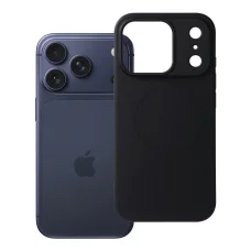 Silicone Mag Cover tok iPhone 17 Pro / 18 Pro készülékhez, MagSafe (nagy nyílás) kompatibilis, fekete