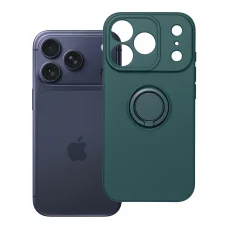 Zelený silikónový kryt s vyklápacím krúžkom pre iPhone 17 Pro / 18 Pro