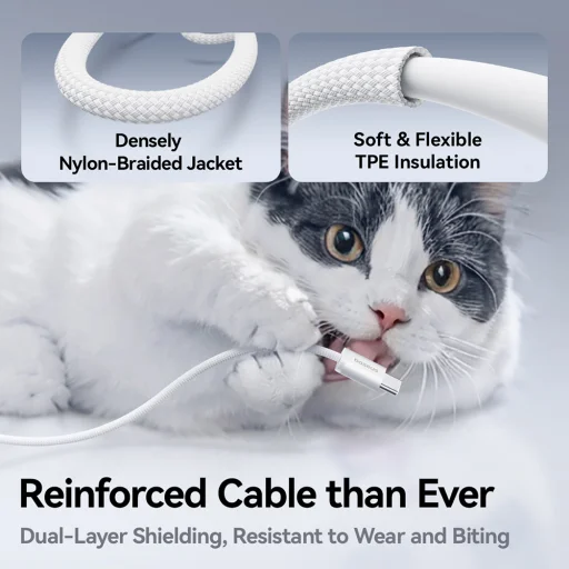 iPhone Type-C, Gyors Töltés, 100W, 480Mbps, Naylon, 1m - Fekete Baseus Data Cable Dynamic 4 Series (P10381400111-00) kábel - 5