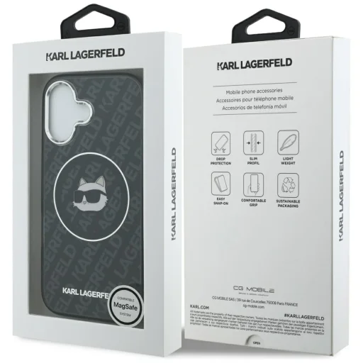 iPhone 17 Karl Lagerfeld IML Choupette Head Logo MagSafe fekete tok - 8
