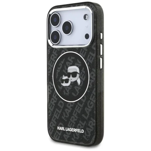 iPhone 17 Pro Karl Lagerfeld IML Glitter Karl & Choupette Heads Logo MagSafe tok fekete - 2