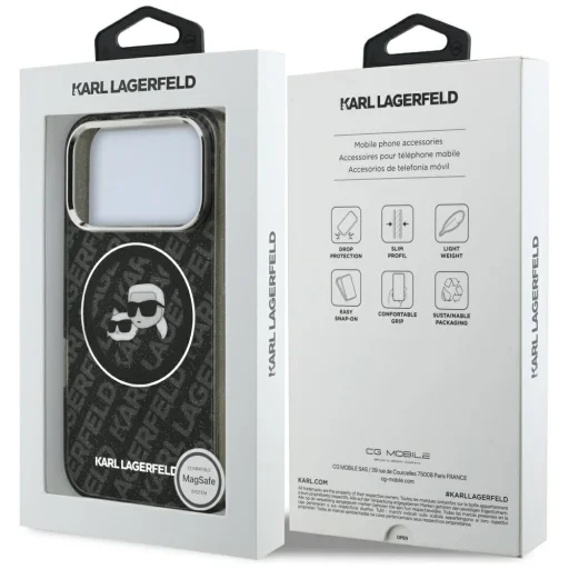 iPhone 17 Pro Karl Lagerfeld IML Glitter Karl & Choupette Heads Logo MagSafe tok fekete - 8