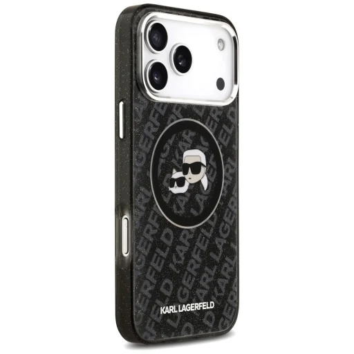 iPhone 17 Pro Max Karl Lagerfeld IML Glitter Karl & Choupette Logo hláv MagSafe čierny kryt - 4