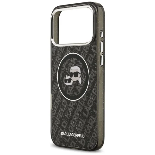 iPhone 17 Pro Max Karl Lagerfeld IML Glitter Karl & Choupette Logo hláv MagSafe čierny kryt - 6