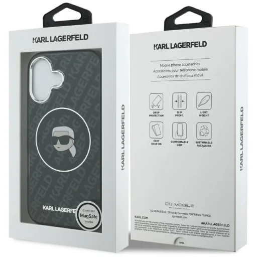 iPhone 17 Karl Lagerfeld IML Karl Head Logo MagSafe tok fekete - 8
