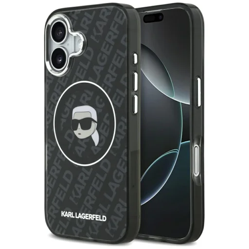 iPhone 17 Karl Lagerfeld IML Karl Head Logo MagSafe tok fekete - 1