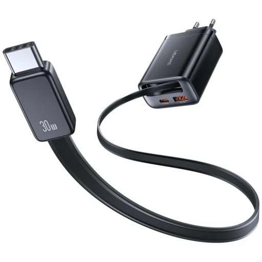 USAMS Xiang Sorozat CC296 30W 1xUSB-C 1xUSB-A + USB-C kábel fehér - 6
