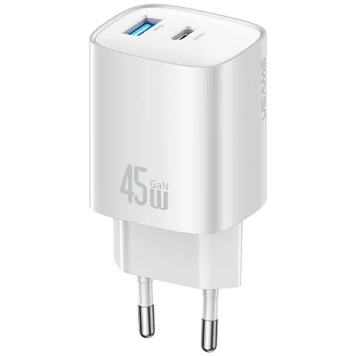 USAMS CC290 T66 45W GaN 1xUSB-A 1xUSB-C töltő, ezüst - 1