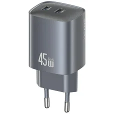 USAMS CC305 T66 45W GaN 2xUSB-C fali töltő matt