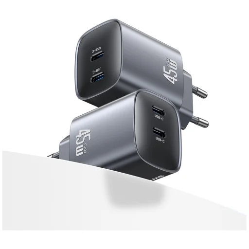 USAMS CC305 T66 45W GaN 2xUSB-C fali töltő matt - 3