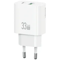 USAMS CC317 T65 33W fali töltő 1xUSB-C 1xUSB-A Gyors töltés fehér