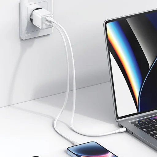 USAMS töltő 1xUSB+1xUSB-C PD30W 3A (csak fej) PD3.0 Gyors töltés lila X-ron Sorozat - 5