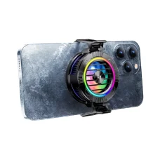 iOS és Android Techsuit Phone Cooler (P66) - Mágneses, RGB világítással, levehető csipesszel - Fekete