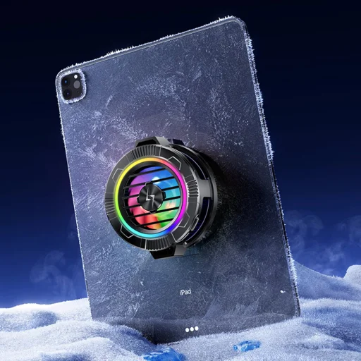 iOS és Android Techsuit Phone Cooler (P66) - Mágneses, RGB világítással, levehető csipesszel - Fekete - 5