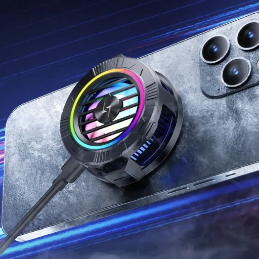 iOS és Android Techsuit Phone Cooler (P66) - Mágneses, RGB világítással, levehető csipesszel - Fekete - 7