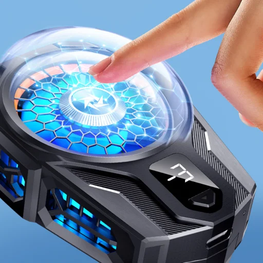 Techsuit Telefonhűtő (SL16) - Fogaskerék gombbal, hőmérséklet kijelzővel, szilikon szorító karokkal, két sebességgel, univerzális - Fekete - 3