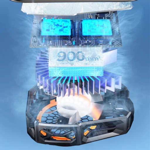 Techsuit Telefonhűtő (SL16) - Fogaskerék gombbal, hőmérséklet kijelzővel, szilikon szorító karokkal, két sebességgel, univerzális - Fekete - 2