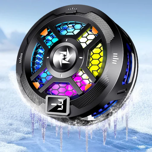 Phone Cooler Techsuit - Mágneses, Hőmérséklet Kijelző, RGB Fények, Gyors Hűtés, Univerzális - Fekete (SL18) - 4