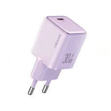 USAMS 1xUSB-C PD30W 3A Hálózati USB-C töltő adapter (csak fej) PD3.0 Gyors töltés lila X-ron sorozat CC186