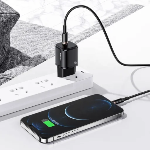 USAMS Fali Töltő 1xUSB-C T36 mini 20W (csak fej) PD3.0 Gyors Töltés fekete CC124TC01 (US-CC12) - 2