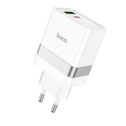 HOCO travel charger USB A + Typ C PD QC3.0 3A 30W N21 fehér - 2