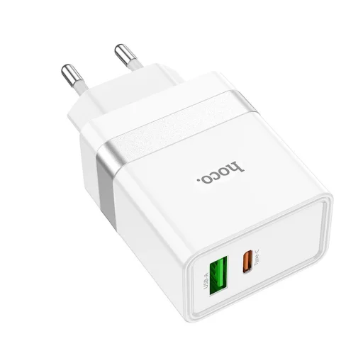 HOCO travel charger USB A + Typ C PD QC3.0 3A 30W N21 fehér - 6