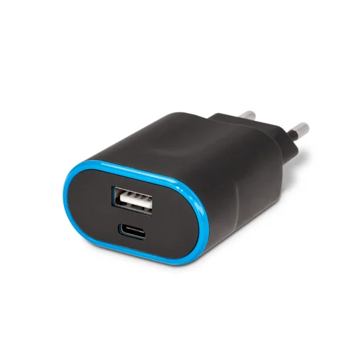 Forever TC-03 hálózati töltő 1x USB 1x USB-C 3,1A fekete - 3