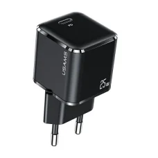 USAMS T42 mini 25W (csak fej) Super SI 5V-3A PD3.0 Gyors Töltés fekete CC1 hálózati USB-C töltő adapter