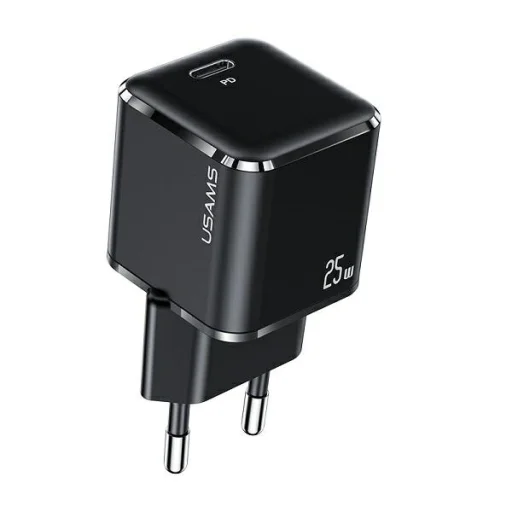 USAMS T42 mini 25W (csak fej) Super SI 5V-3A PD3.0 Gyors Töltés fekete CC1 hálózati USB-C töltő adapter - 1
