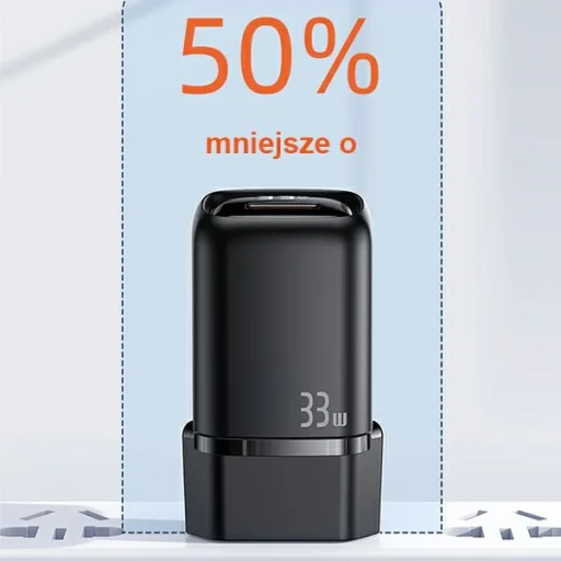 USAMS fali töltő 1xUSB-C + 1xUSB T46 33W (csak fej) PD3.0 + QC3.0 Gyors töltés fekete CC152TC01 - 4